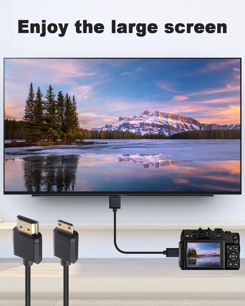 Duttek Ultra-Thin 4K Mini HDMI to HDMI Cable 2FT/60CM, Short HDMI to Mini HDMI Male Cable K Ultra HD Support, for Projector, Monitor, Camcorder - Image 5